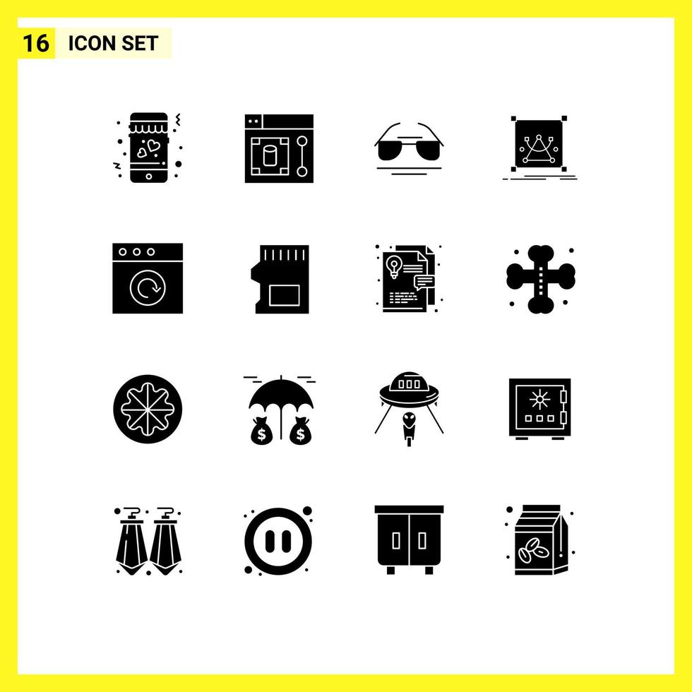 reeks van 16 modern ui pictogrammen symbolen tekens voor herladen app oog formaat wijzigen bewerken bewerkbare vector ontwerp elementen
