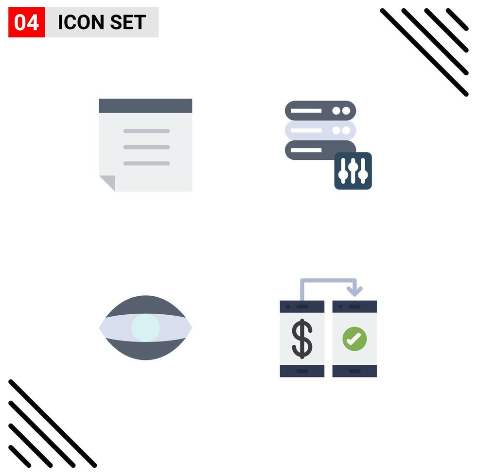 vlak icoon pak van 4 universeel symbolen van Notitie bank veiligheid gezicht mobiel bewerkbare vector ontwerp elementen