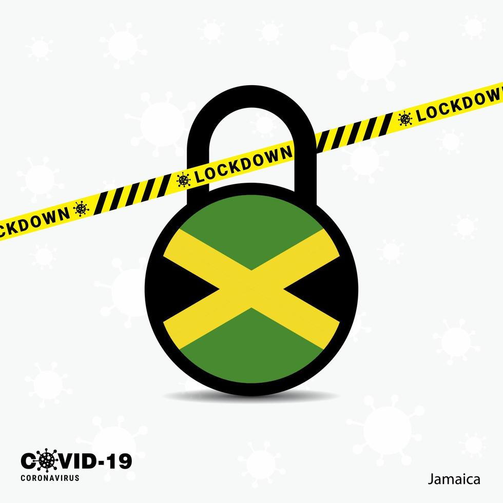 Jamaica slot naar beneden slot coronavirus pandemisch bewustzijn sjabloon covid19 slot naar beneden ontwerp vector