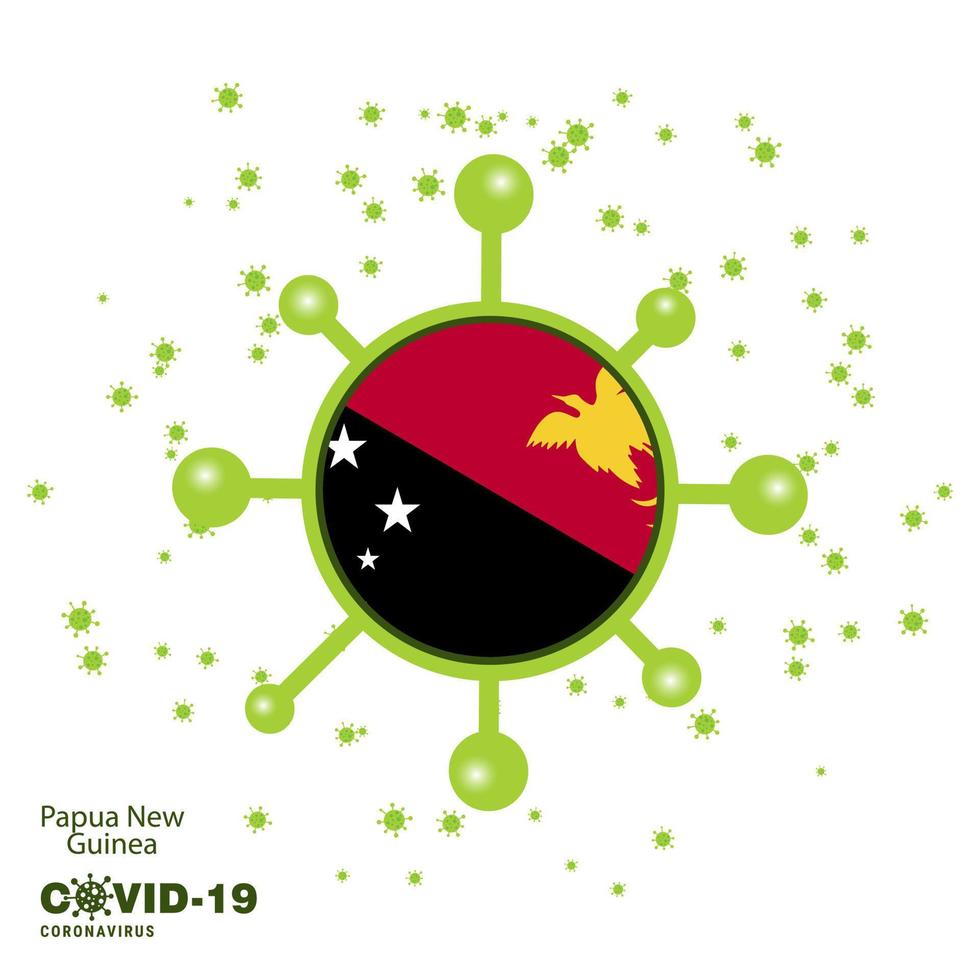 Papoea nieuw Guinea coronavius vlag bewustzijn achtergrond blijven huis blijven gezond nemen zorg van uw eigen Gezondheid bidden voor land vector