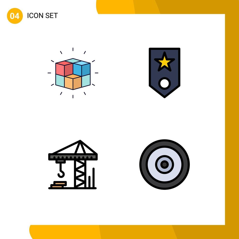 voorraad vector icoon pak van 4 lijn tekens en symbolen voor doos ster oplossing leger architectuur bewerkbare vector ontwerp elementen