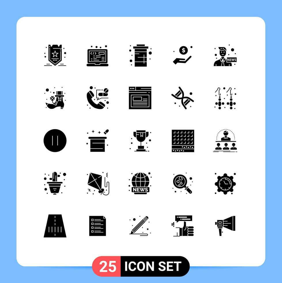 reeks van 25 modern ui pictogrammen symbolen tekens voor helpen hand- cokes geld water bewerkbare vector ontwerp elementen