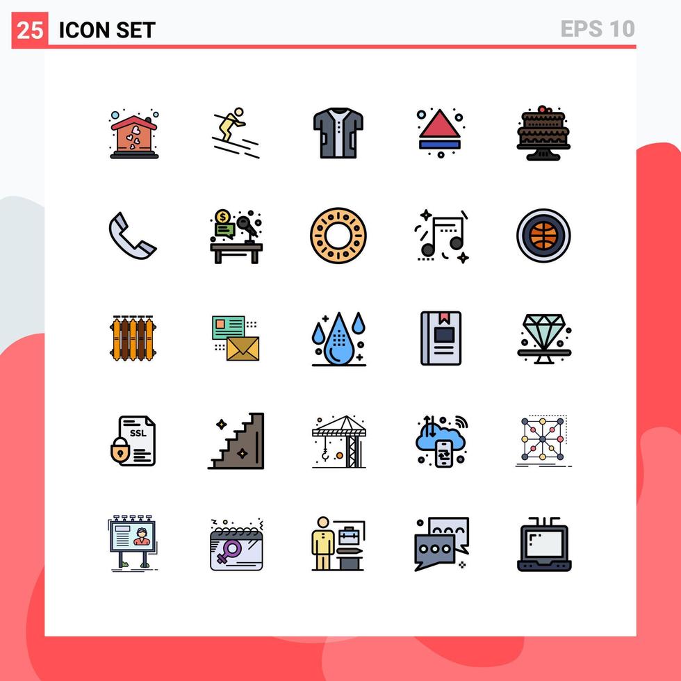 voorraad vector icoon pak van 25 lijn tekens en symbolen voor bakken naar beneden kleding multimedia pijl bewerkbare vector ontwerp elementen