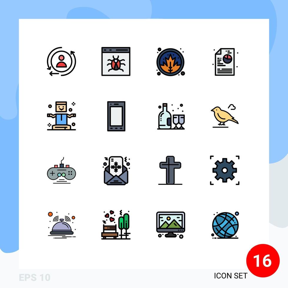 pictogram reeks van 16 gemakkelijk vlak kleur gevulde lijnen van levitatie vermaak blad diagram creatief bewerkbare creatief vector ontwerp elementen