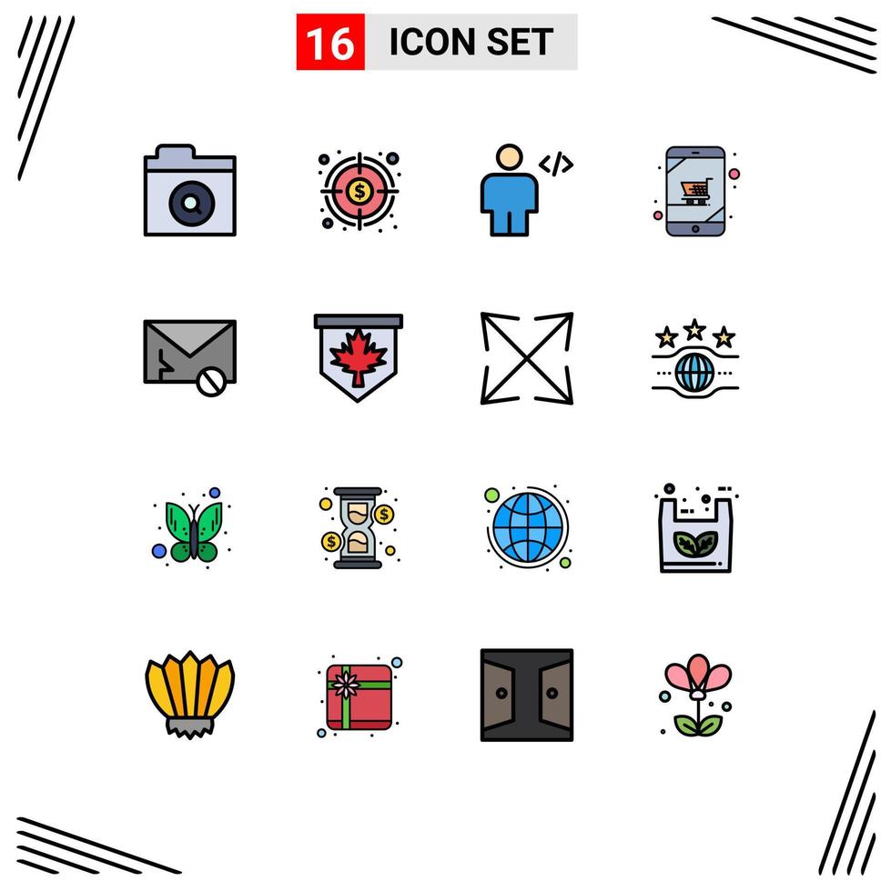 reeks van 16 modern ui pictogrammen symbolen tekens voor envelop online winkel avatar apparaat opmaak bewerkbare creatief vector ontwerp elementen