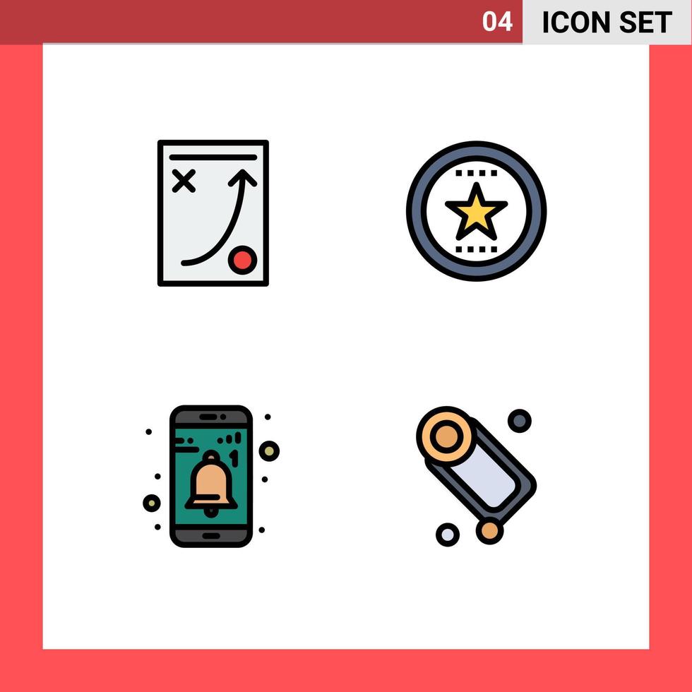 mobiel koppel gevulde lijn vlak kleur reeks van 4 pictogrammen van diagram ster strategie bladwijzer koppel bewerkbare vector ontwerp elementen