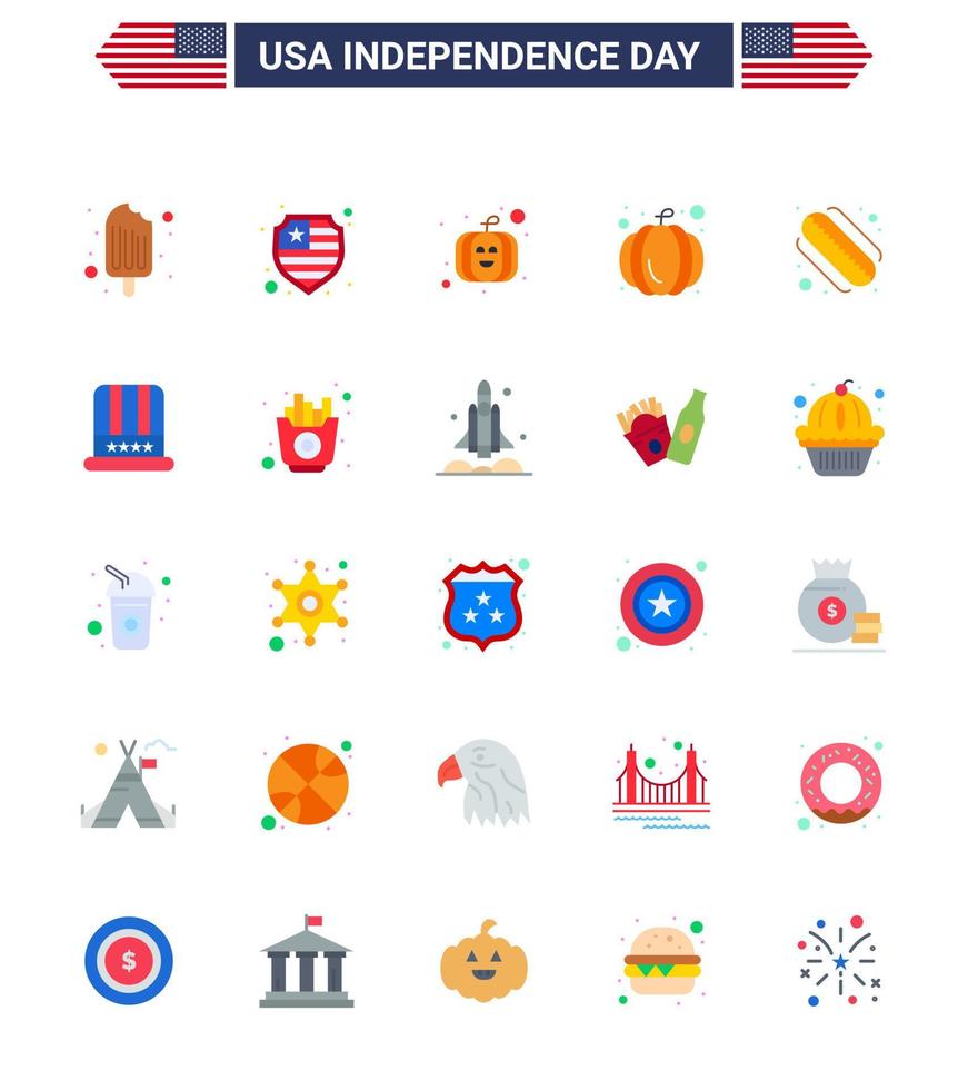 vlak pak van 25 Verenigde Staten van Amerika onafhankelijkheid dag symbolen van snel Amerikaans pompoen pet staten bewerkbare Verenigde Staten van Amerika dag vector ontwerp elementen