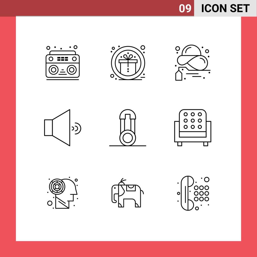 reeks van 9 modern ui pictogrammen symbolen tekens voor pin volume kopen spreker zomer bewerkbare vector ontwerp elementen