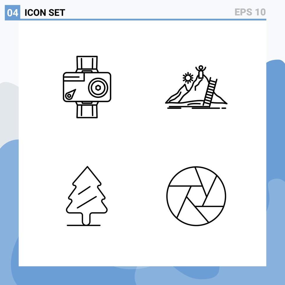 reeks van 4 modern ui pictogrammen symbolen tekens voor camera carrière video persoonlijk pijnboom bewerkbare vector ontwerp elementen