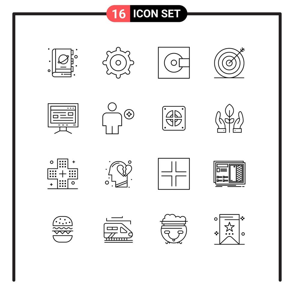 modern reeks van 16 contouren pictogram van online doelwit elektronica afzet creatief bewerkbare vector ontwerp elementen