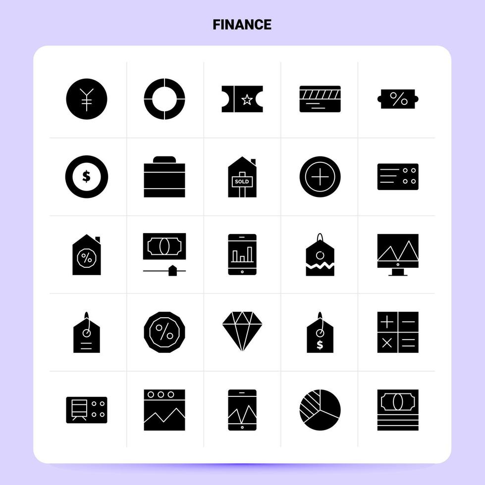 solide 25 financiën icoon reeks vector glyph stijl ontwerp zwart pictogrammen reeks web en mobiel bedrijf ideeën ontwerp vector illustratie