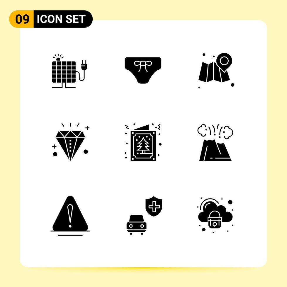 modern reeks van 9 solide glyphs pictogram van kaart vakantie kleding evenement viering bewerkbare vector ontwerp elementen