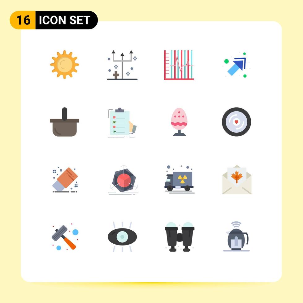 groep van 16 vlak kleuren tekens en symbolen voor voedsel Rechtsaf vooruitgang omhoog herstel bewerkbare pak van creatief vector ontwerp elementen