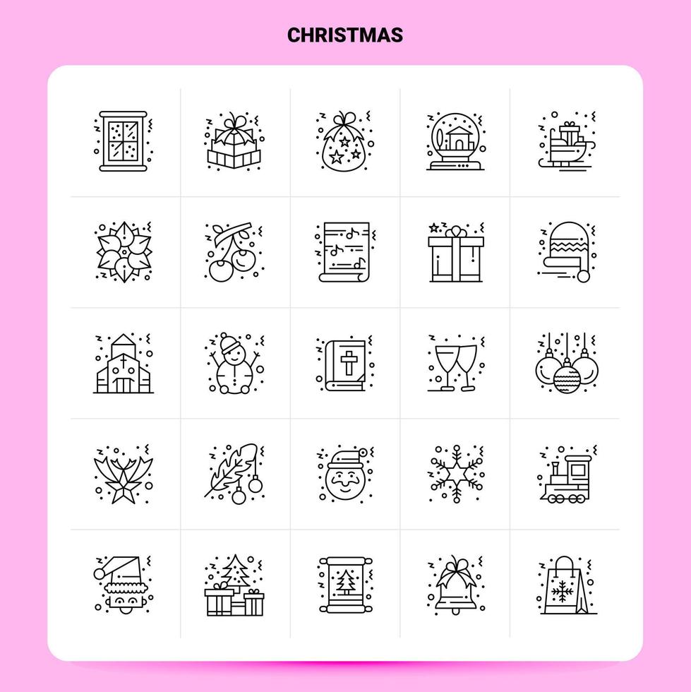 schets 25 Kerstmis icoon reeks vector lijn stijl ontwerp zwart pictogrammen reeks lineair pictogram pak web en mobiel bedrijf ideeën ontwerp vector illustratie