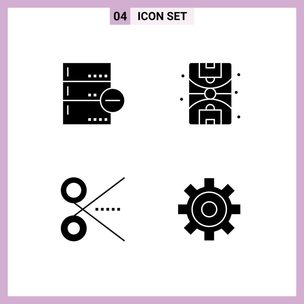 pak van 4 modern solide glyphs tekens en symbolen voor web afdrukken media zo net zo backup kantoor databank leven gereedschap bewerkbare vector ontwerp elementen