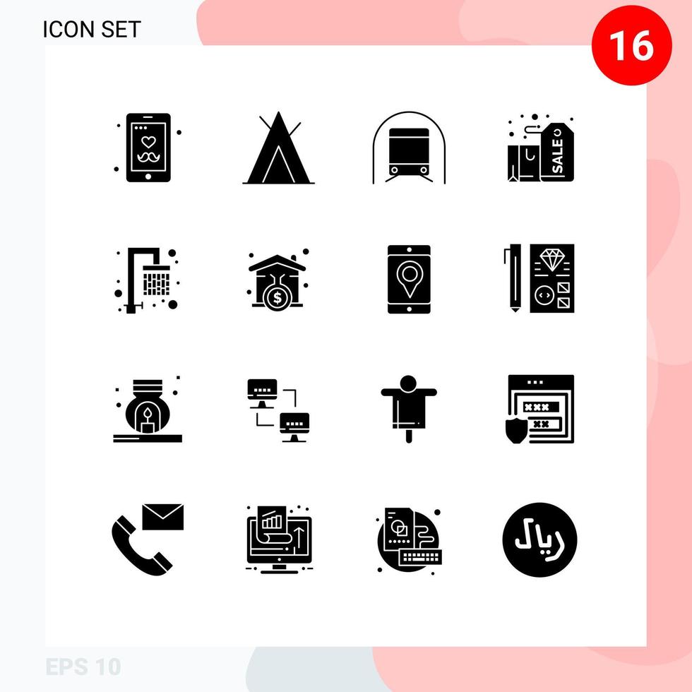 16 gebruiker koppel solide glyph pak van modern tekens en symbolen van douche etiket metro geschenk insigne bewerkbare vector ontwerp elementen