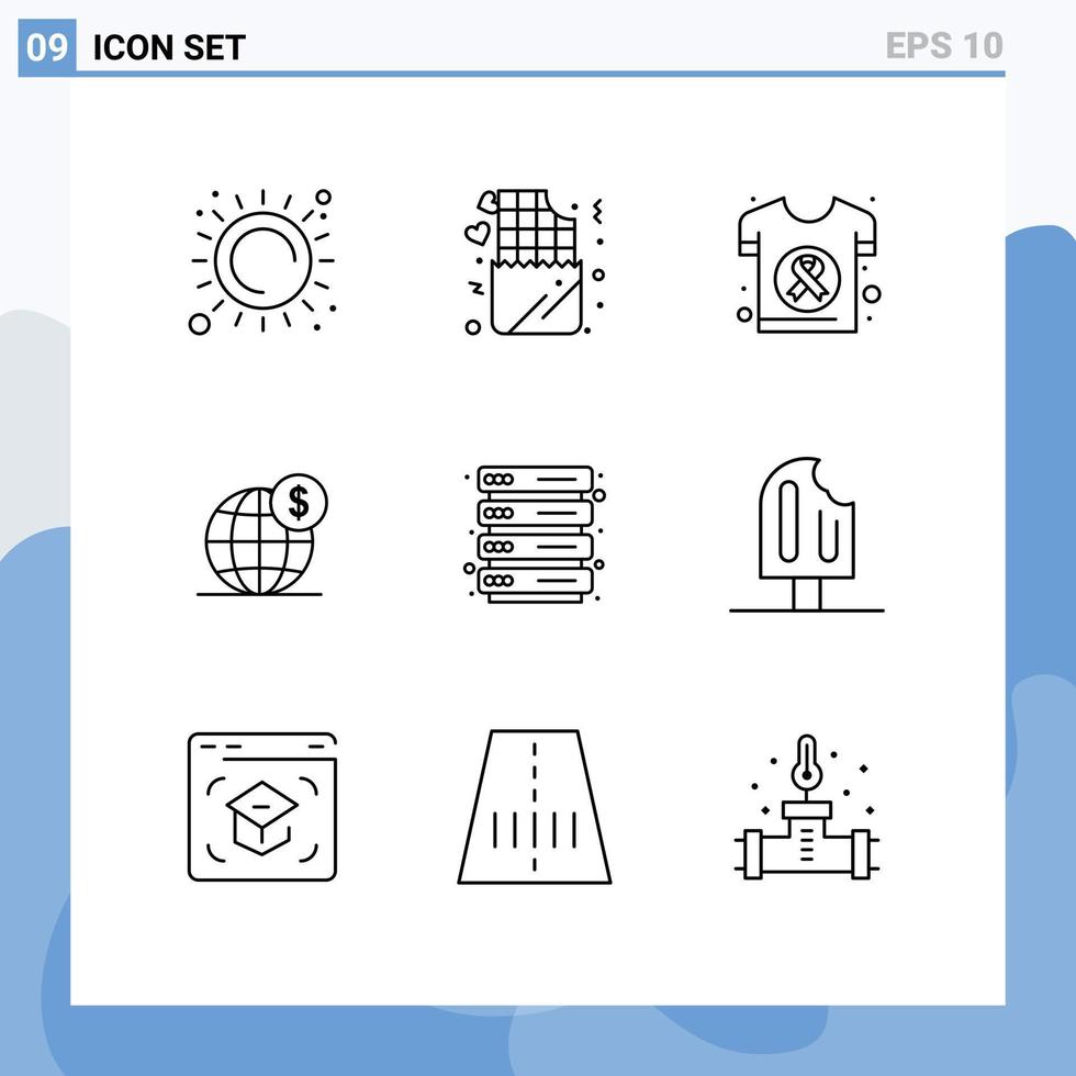 voorraad vector icoon pak van 9 lijn tekens en symbolen voor Internationale bedrijf wereld globaal overhemd bewerkbare vector ontwerp elementen