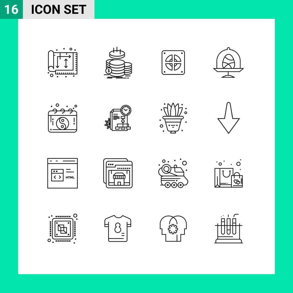 reeks van 16 modern ui pictogrammen symbolen tekens voor Pasen ei inkomen schijf loodgieter bewerkbare vector ontwerp elementen