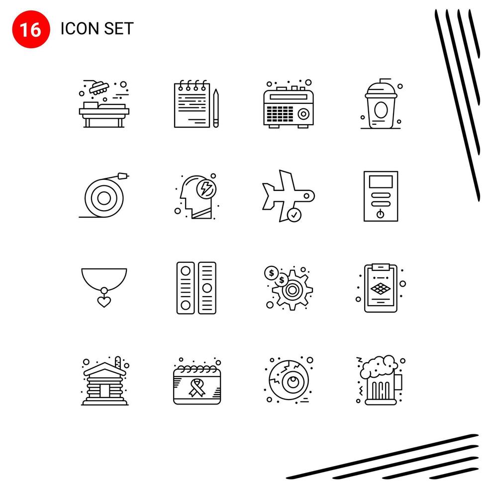 16 gebruiker koppel schets pak van modern tekens en symbolen van gebogen vakantie plan drinken taart bewerkbare vector ontwerp elementen