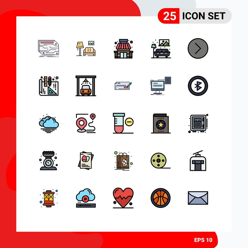 reeks van 25 modern ui pictogrammen symbolen tekens voor De volgende sofa galerij leven supermarkt bewerkbare vector ontwerp elementen