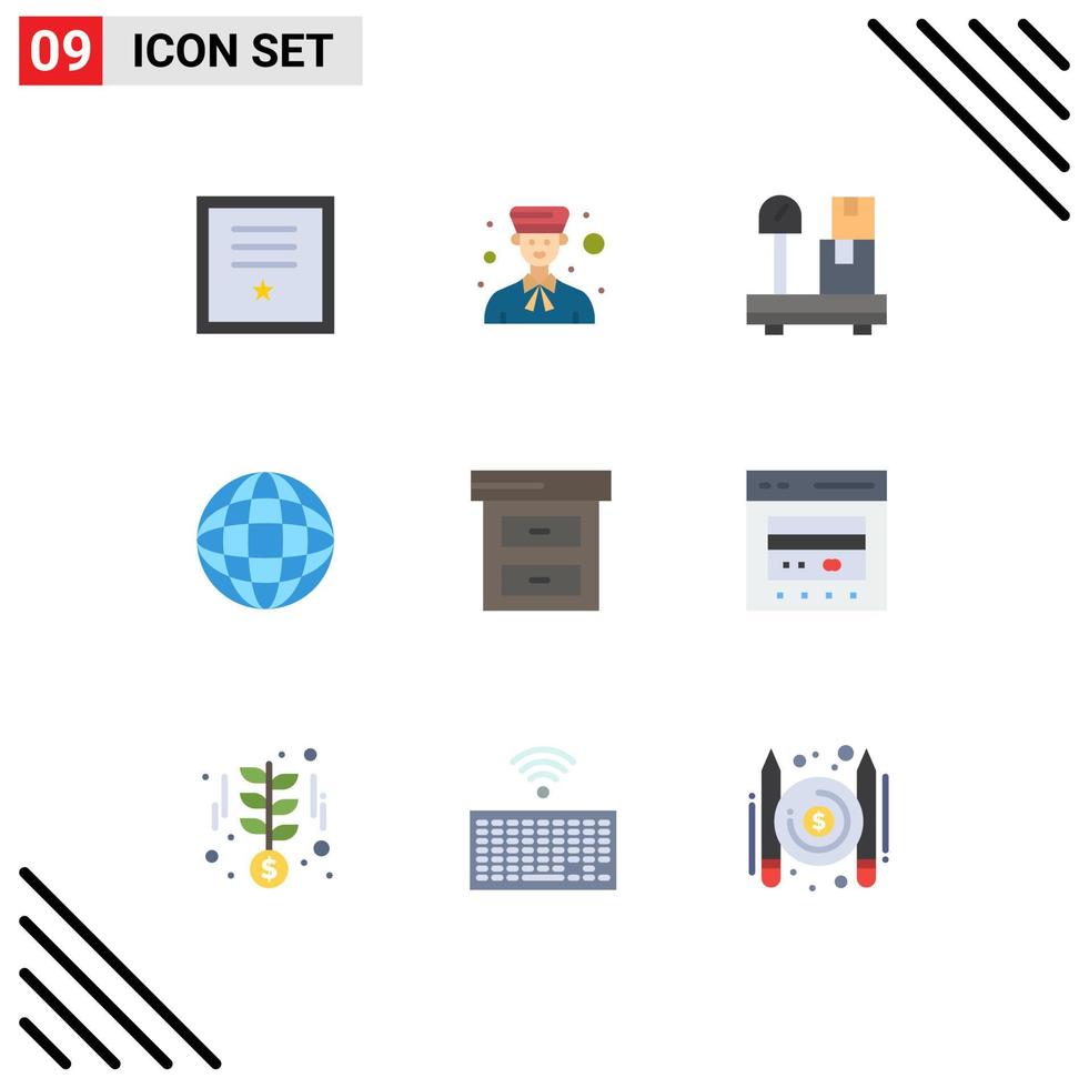 reeks van 9 modern ui pictogrammen symbolen tekens voor bedrijf wereld mensen internet gewicht bewerkbare vector ontwerp elementen