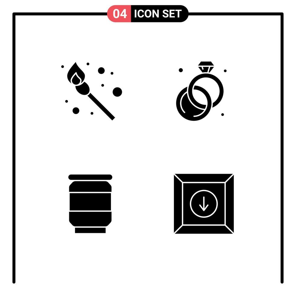 voorraad vector icoon pak van 4 lijn tekens en symbolen voor camping doos diamant bier Product bewerkbare vector ontwerp elementen