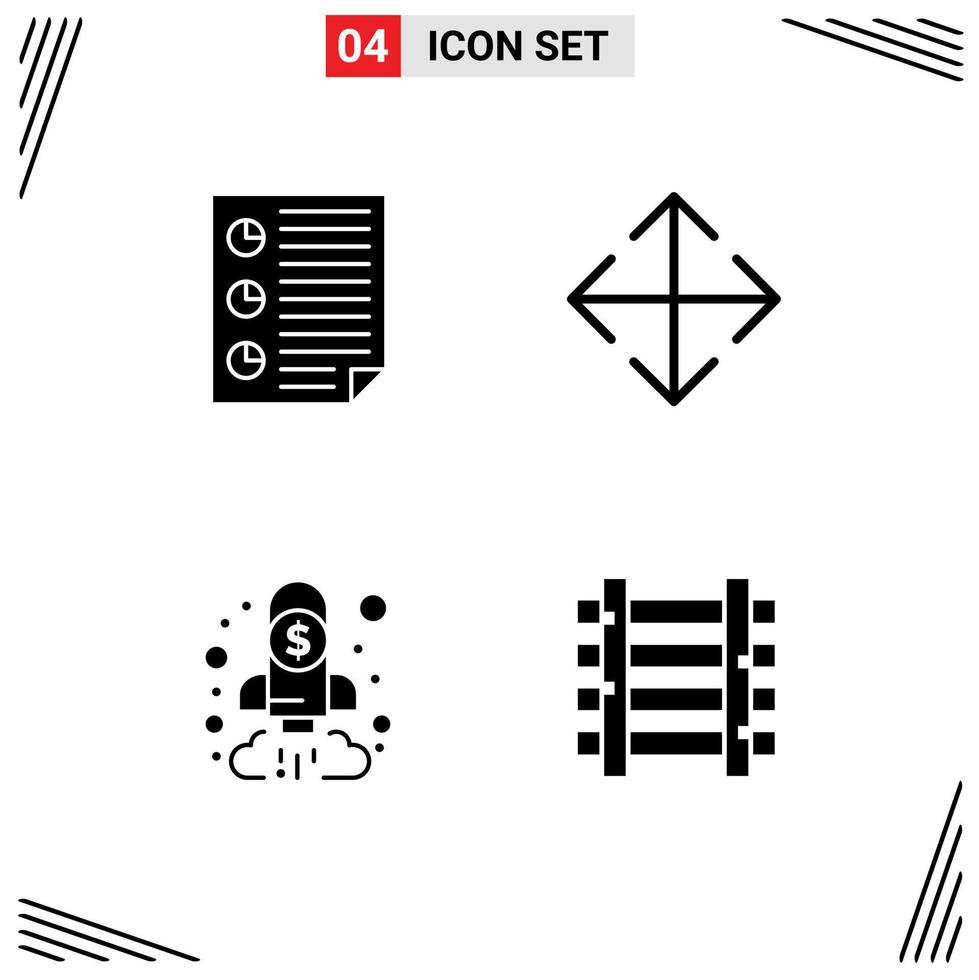 reeks van 4 modern ui pictogrammen symbolen tekens voor gegevens bedrijf bladzijde Actie financiën bewerkbare vector ontwerp elementen