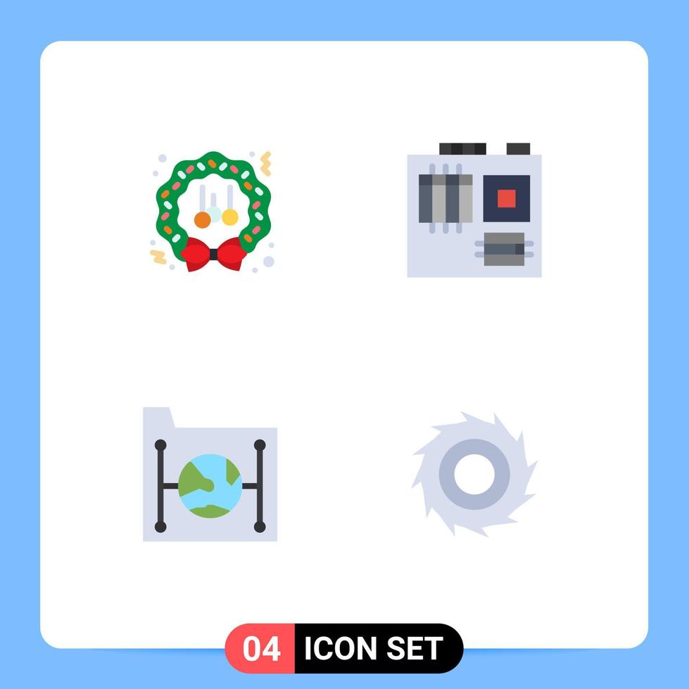 pictogram reeks van 4 gemakkelijk vlak pictogrammen van Kerstmis gegevens winter hardware het dossier bewerkbare vector ontwerp elementen