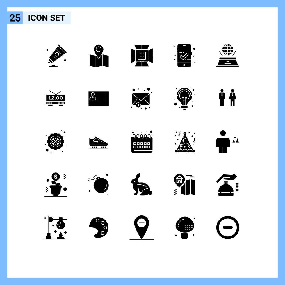 25 creatief pictogrammen modern tekens en symbolen van verbeelding wereld licht mobiel toegang goedgekeurd bewerkbare vector ontwerp elementen