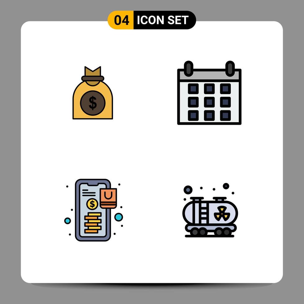 pak van 4 creatief gevulde lijn vlak kleuren van hoofdstad betaling bedrijf schema olie bewerkbare vector ontwerp elementen