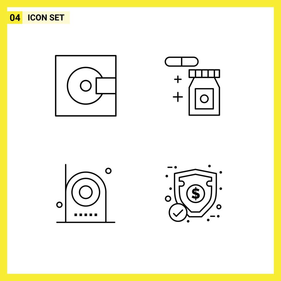 pak van 4 modern gevulde lijn vlak kleuren tekens en symbolen voor web afdrukken media zo net zo apparaten apparaten producten regenachtig elektronisch bewerkbare vector ontwerp elementen