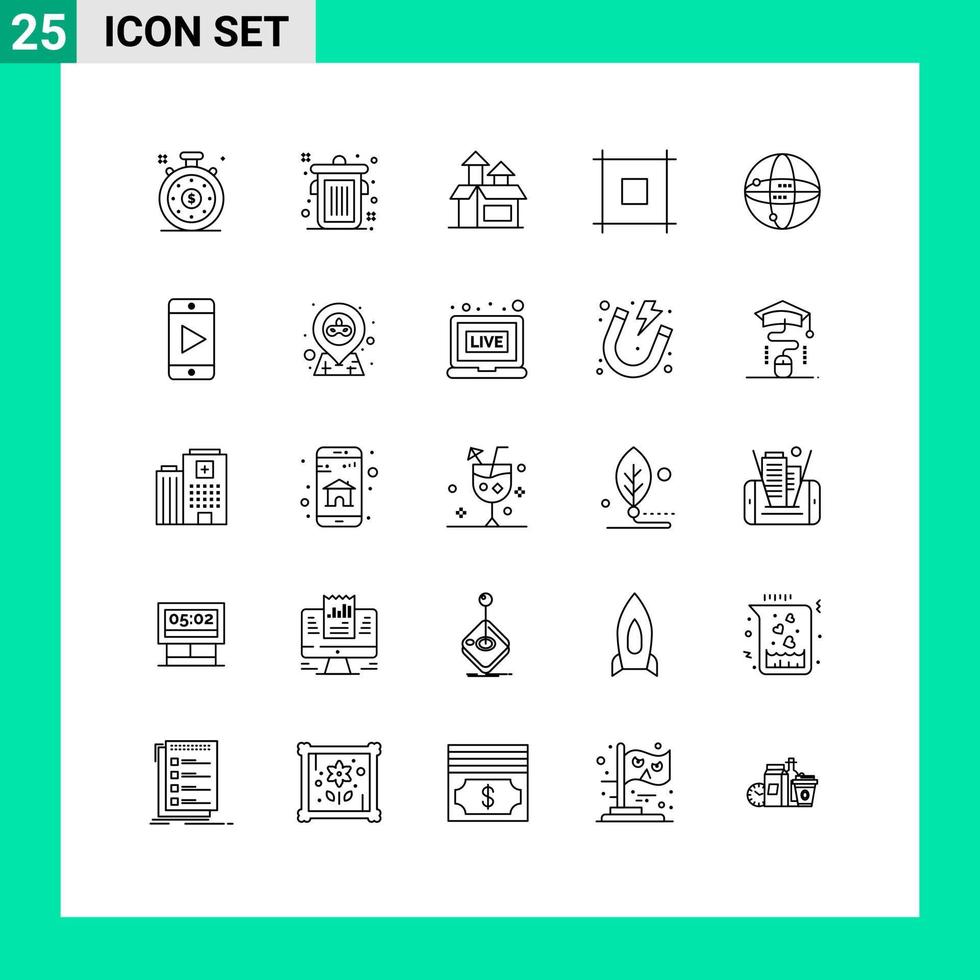 25 universeel lijn tekens symbolen van mobiel berekenen prestatie internet web bewerkbare vector ontwerp elementen