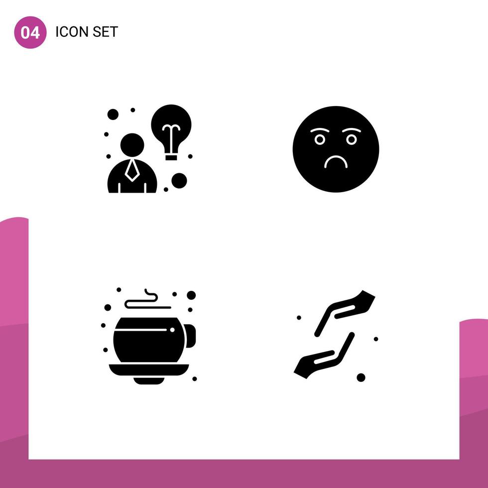 4 universeel solide glyph tekens symbolen van bedrijf espresso emoji verdrietig geloof bewerkbare vector ontwerp elementen
