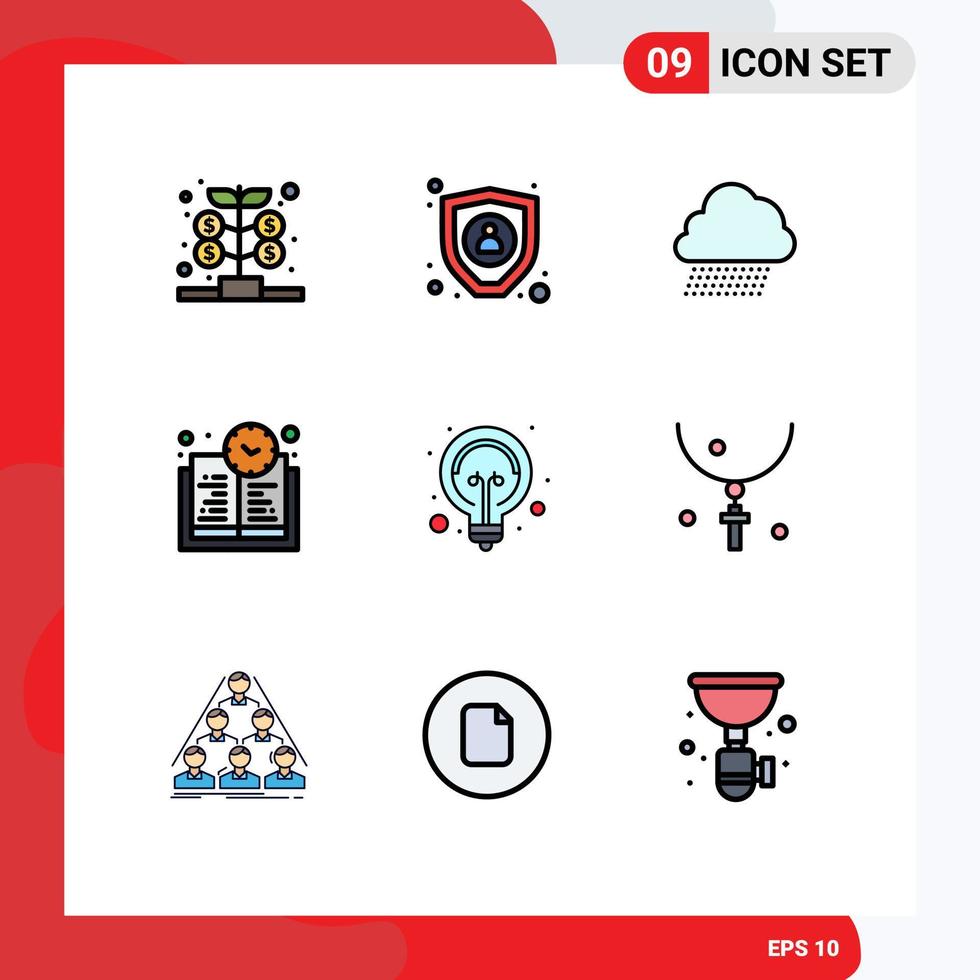voorraad vector icoon pak van 9 lijn tekens en symbolen voor tips idee wolk lamp onderwijs tijd bewerkbare vector ontwerp elementen