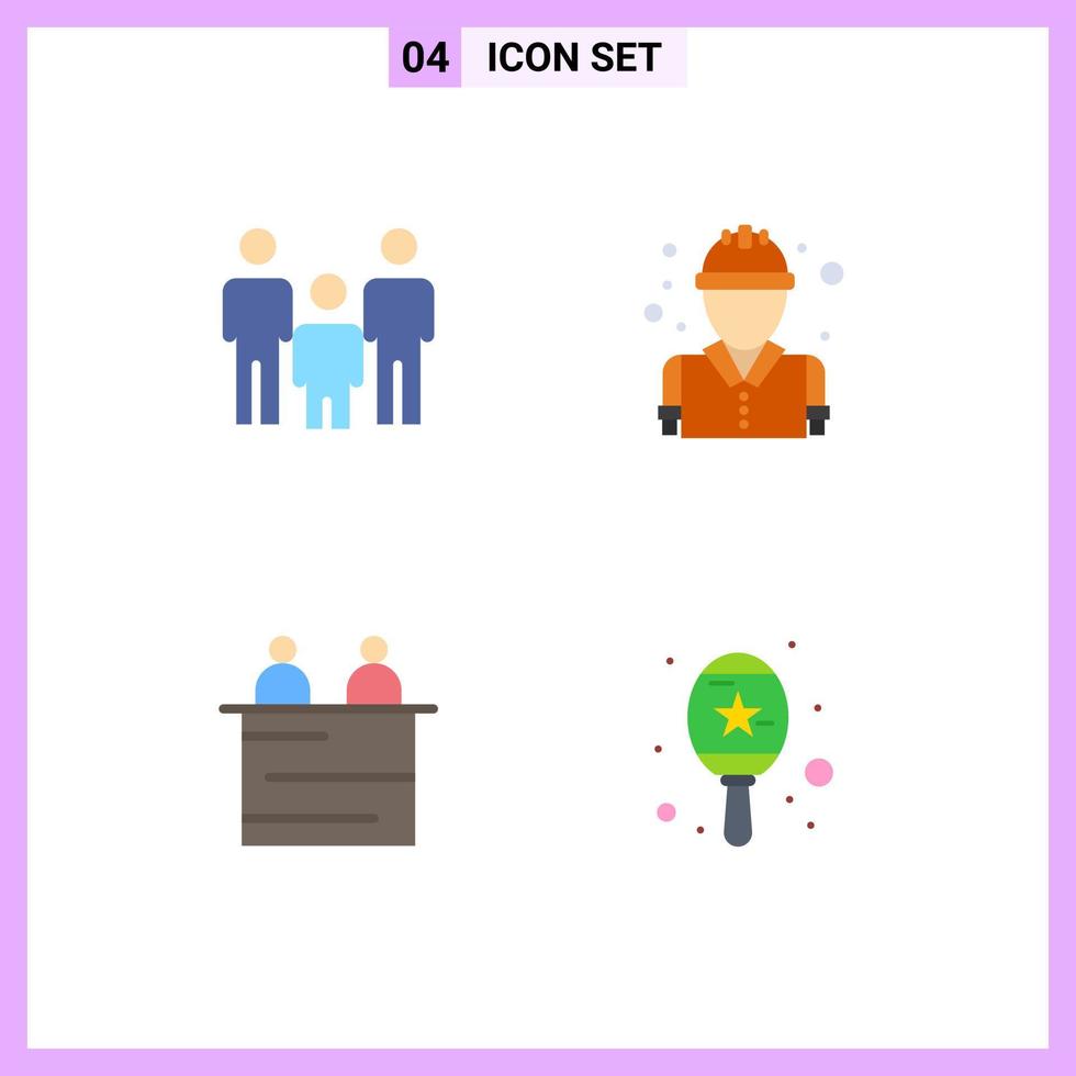 universeel icoon symbolen groep van 4 modern vlak pictogrammen van familie interview Gezondheid brandweerman samenspel bewerkbare vector ontwerp elementen