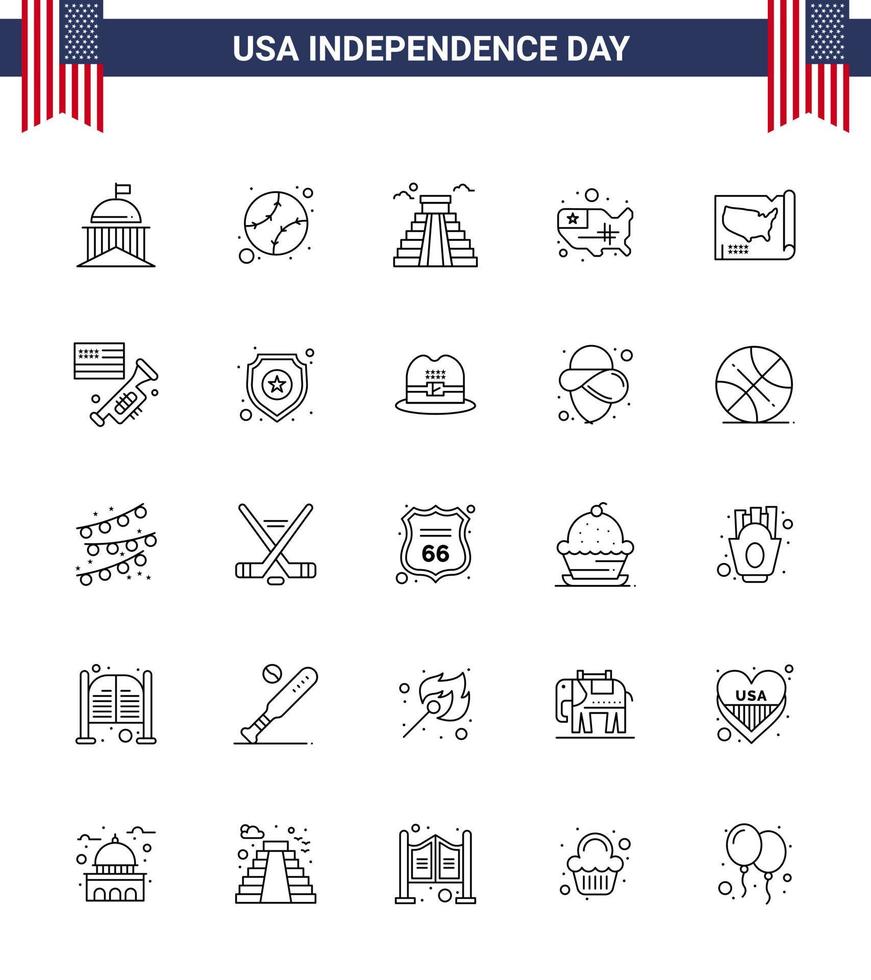 25 creatief Verenigde Staten van Amerika pictogrammen modern onafhankelijkheid tekens en 4e juli symbolen van vlag Verenigde Verenigde staten Verenigde Staten van Amerika bewerkbare Verenigde Staten van Amerika dag vector ontwerp elementen