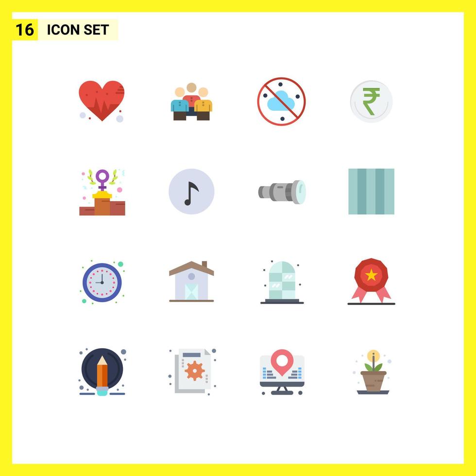 16 gebruiker koppel vlak kleur pak van modern tekens en symbolen van inr financiën team valuta weer bewerkbare pak van creatief vector ontwerp elementen