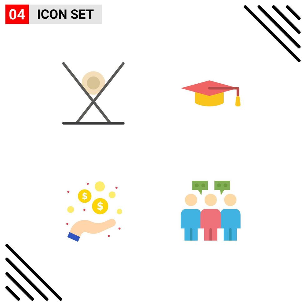 modern reeks van 4 vlak pictogrammen en symbolen zo net zo drinken inkomen keuken onderwijs munten bewerkbare vector ontwerp elementen