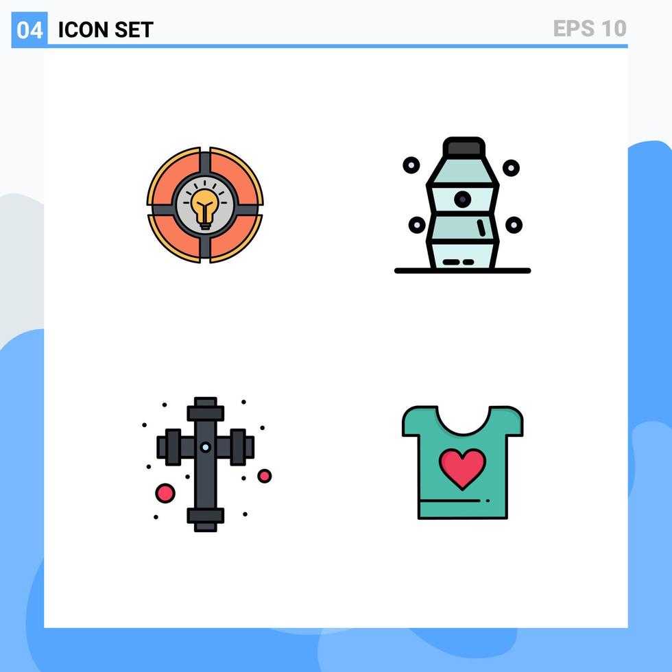 4 universeel gevulde lijn vlak kleuren reeks voor web en mobiel toepassingen lamp viering licht drinken kruis bewerkbare vector ontwerp elementen