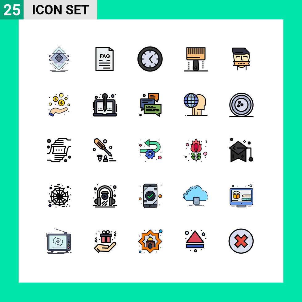 reeks van 25 reclame gevulde lijn vlak kleuren pak voor gijzelaar penseel helpen ontwikkeling codering bewerkbare vector ontwerp elementen