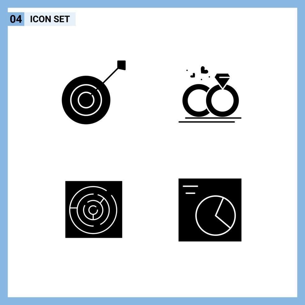 groep van 4 modern solide glyphs reeks voor boogschieten cirkel doolhof trofee bruiloft doolhof bewerkbare vector ontwerp elementen