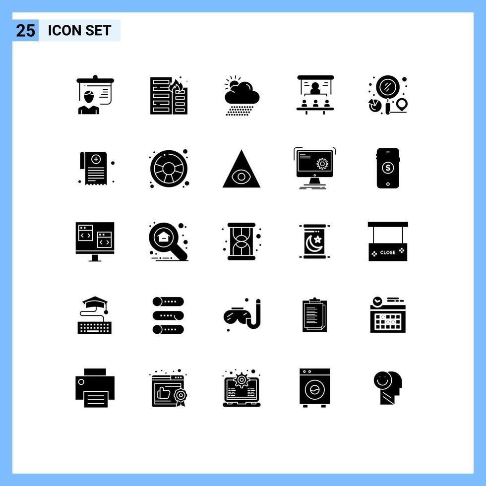 25 creatief pictogrammen modern tekens en symbolen van projector kantoor risico markt delen zon bewerkbare vector ontwerp elementen