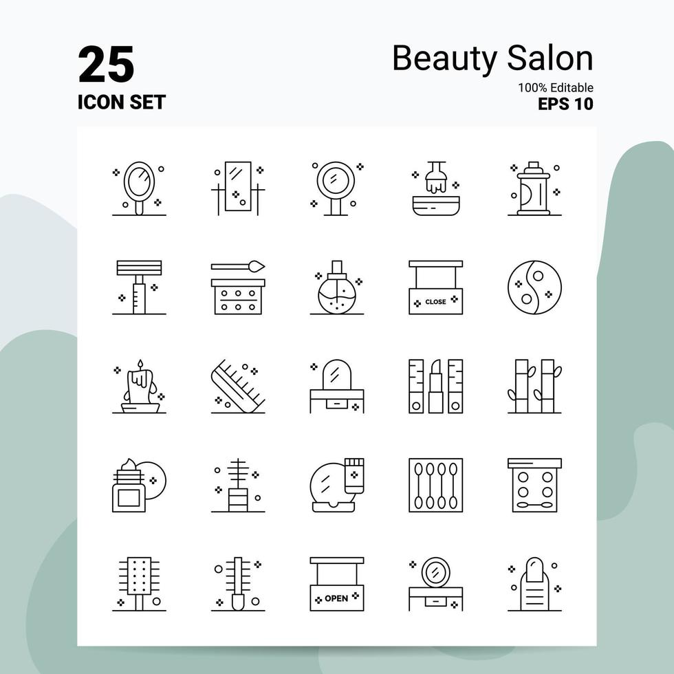 25 schoonheid salon icoon reeks 100 bewerkbare eps 10 bestanden bedrijf logo concept ideeën lijn icoon ontwerp vector