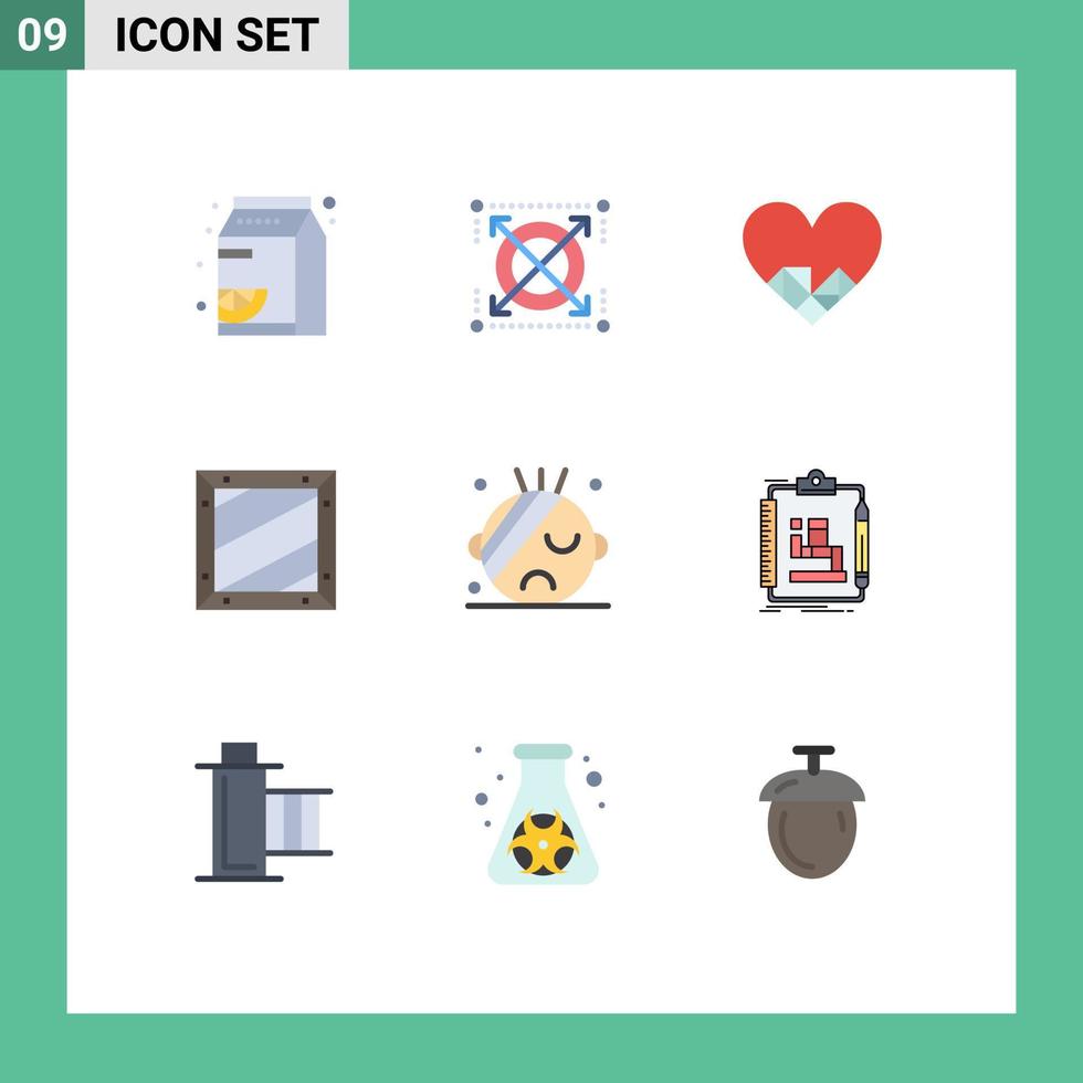 vlak kleur pak van 9 universeel symbolen van gezondheidszorg ontwikkeling hart ontwerp doos bewerkbare vector ontwerp elementen