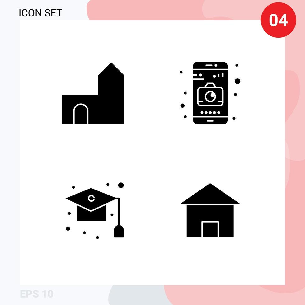 voorraad vector icoon pak van 4 lijn tekens en symbolen voor kasteel onderwijs vesting camera school- bewerkbare vector ontwerp elementen