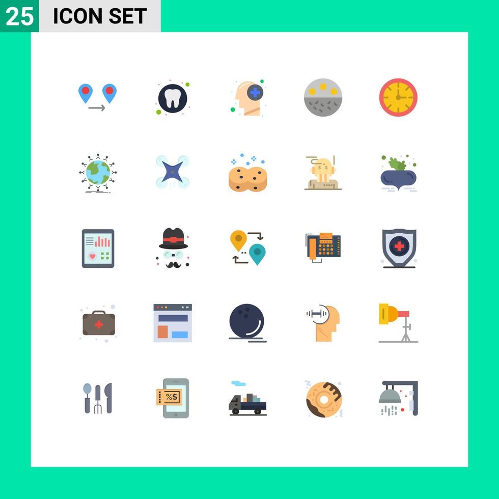 25 thematisch vector vlak kleuren en bewerkbare symbolen van alarm huidsverzorging gezond mineraal bot bewerkbare vector ontwerp elementen