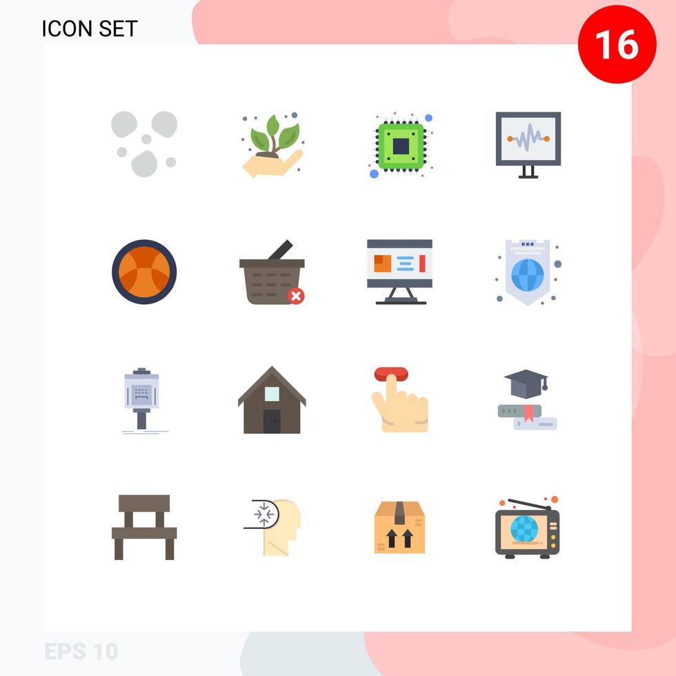 16 gebruiker koppel vlak kleur pak van modern tekens en symbolen van onderwijs CPU pulse lijn levenslijn bewerkbare pak van creatief vector ontwerp elementen