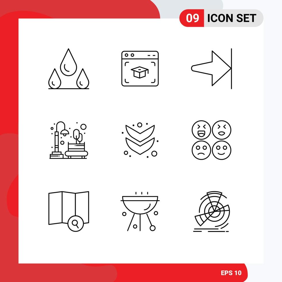 voorraad vector icoon pak van 9 lijn tekens en symbolen voor vol pijl einde stad- nacht bewerkbare vector ontwerp elementen