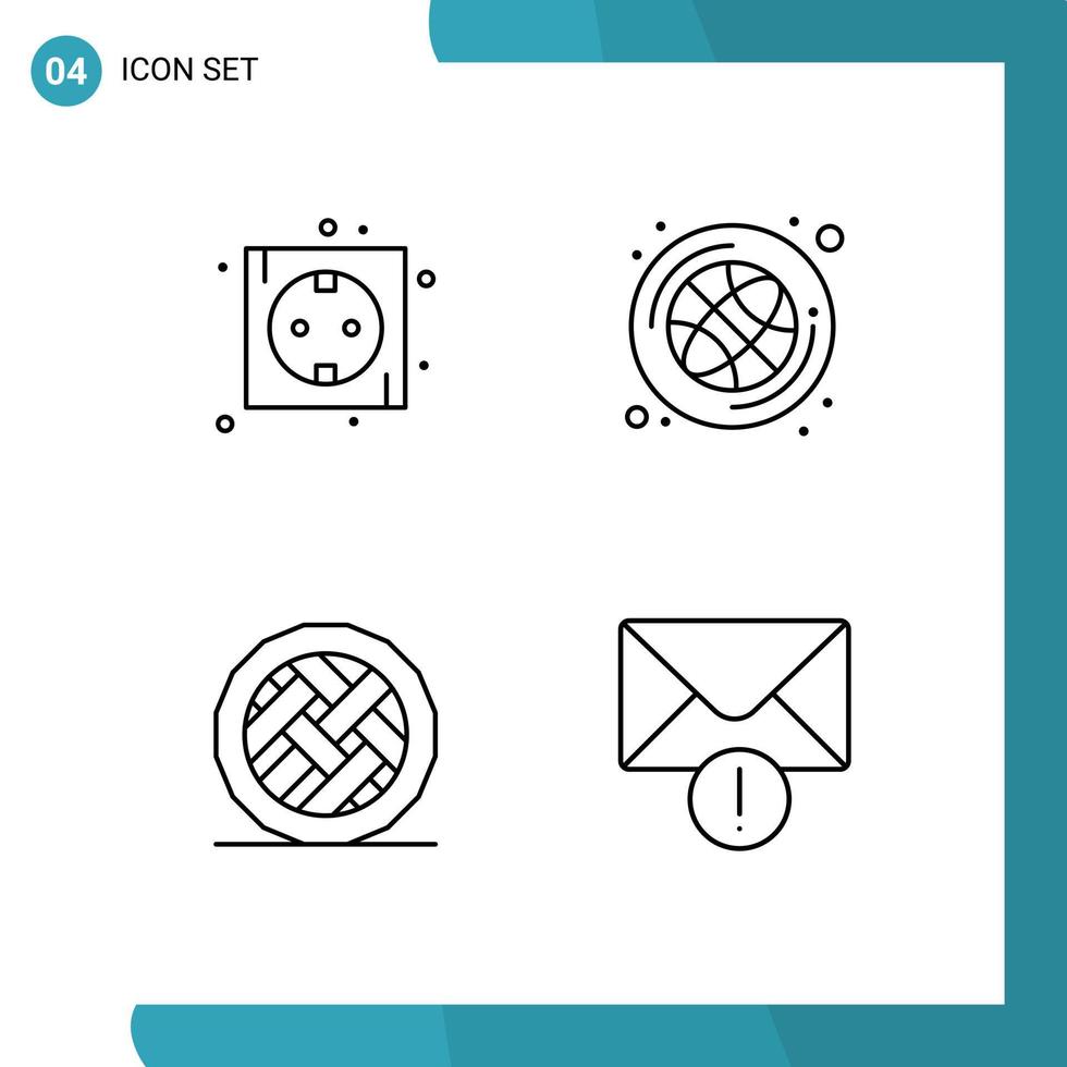 4 creatief pictogrammen modern tekens en symbolen van bord bakken plug basketbal toetje bewerkbare vector ontwerp elementen