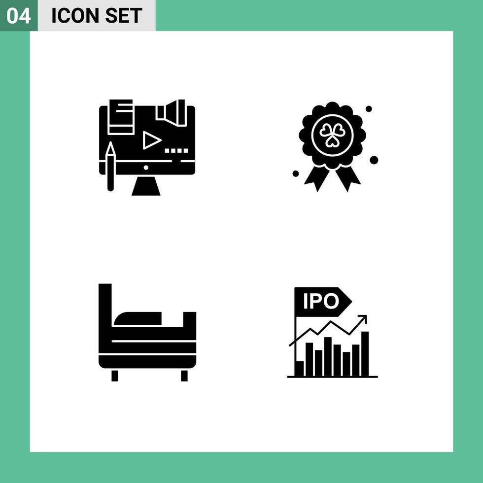 reeks van 4 vector solide glyphs Aan rooster voor bedrijf bed kamer digitaal madel bedrijf bewerkbare vector ontwerp elementen